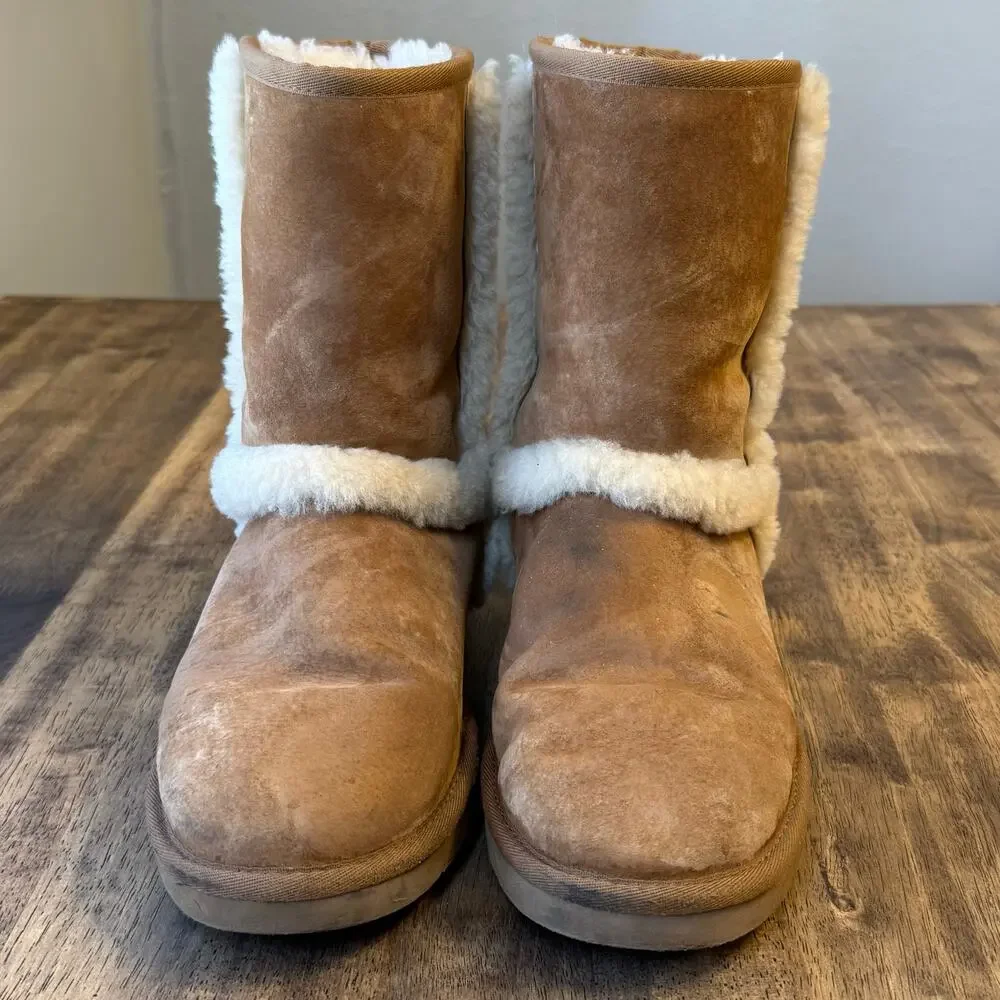 UGG Australia Carter Boot Mid Shearling Chestnut Brown Women’s Sz 10 NO INSOLES